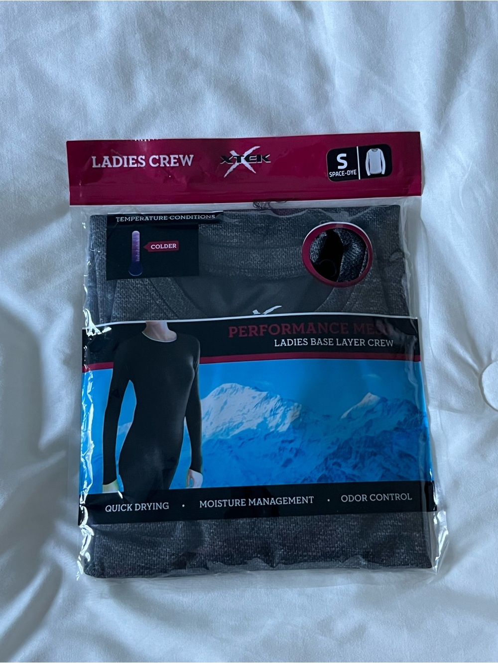 XTEK Ladies Performance Base Layer Crew Long Sleeve Dark Charcoal Size Small NWT